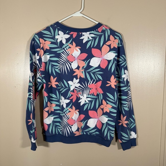 Roxy Girl In The Blue Floral Crewneck Pullover Sweatshirt size XL - Picture 2 of 6